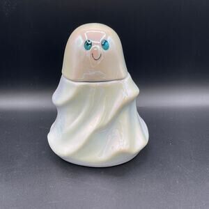 Target Bullseye Playground Ghost Halloween Ceramic Jar Iridescent Canister